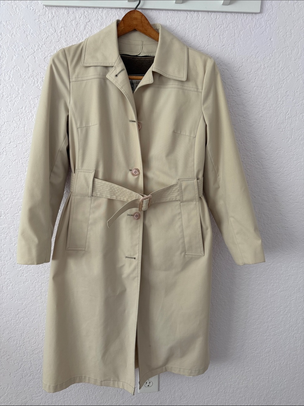 London Fog Cream Trench Coat with Belt